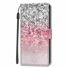 Custodia in pelle Samsung Galaxy S22 Ultra 5G Paillettes Con Cinturino