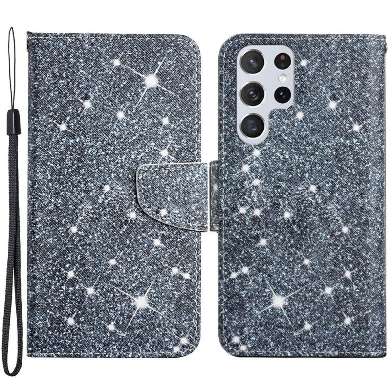 Custodia in pelle Samsung Galaxy S22 Ultra 5G Paillettes Strappy