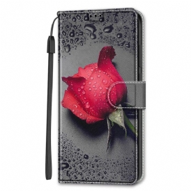 Custodia in pelle Samsung Galaxy S22 Ultra 5G Rose Con Cordino