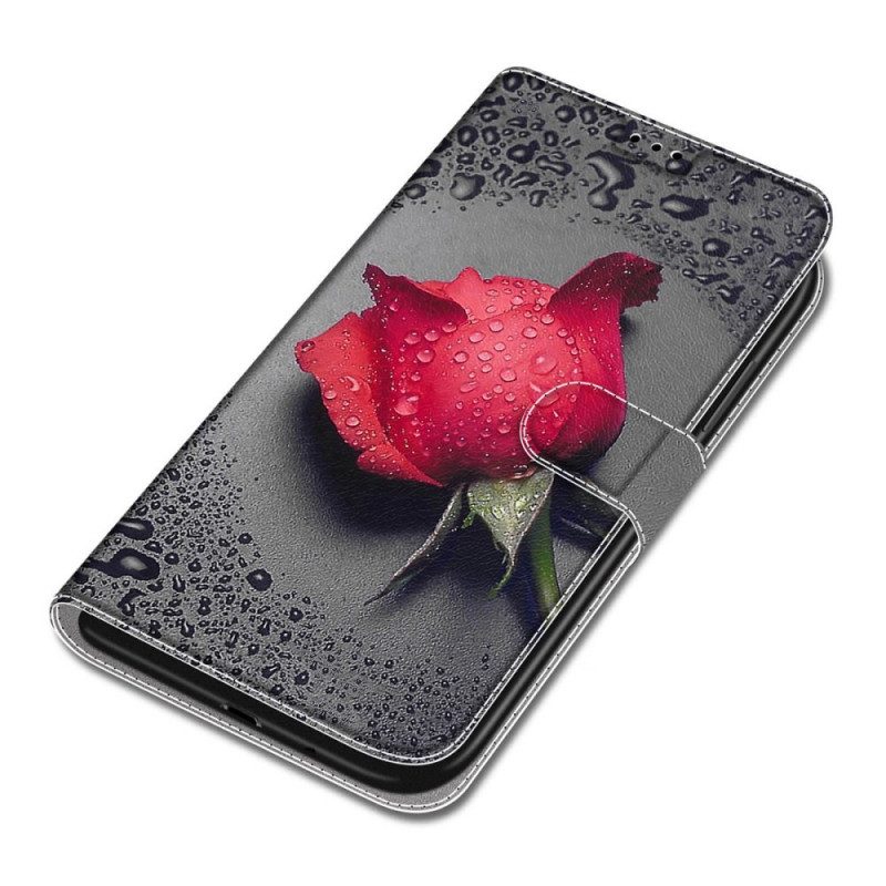 Custodia in pelle Samsung Galaxy S22 Ultra 5G Rose Con Cordino