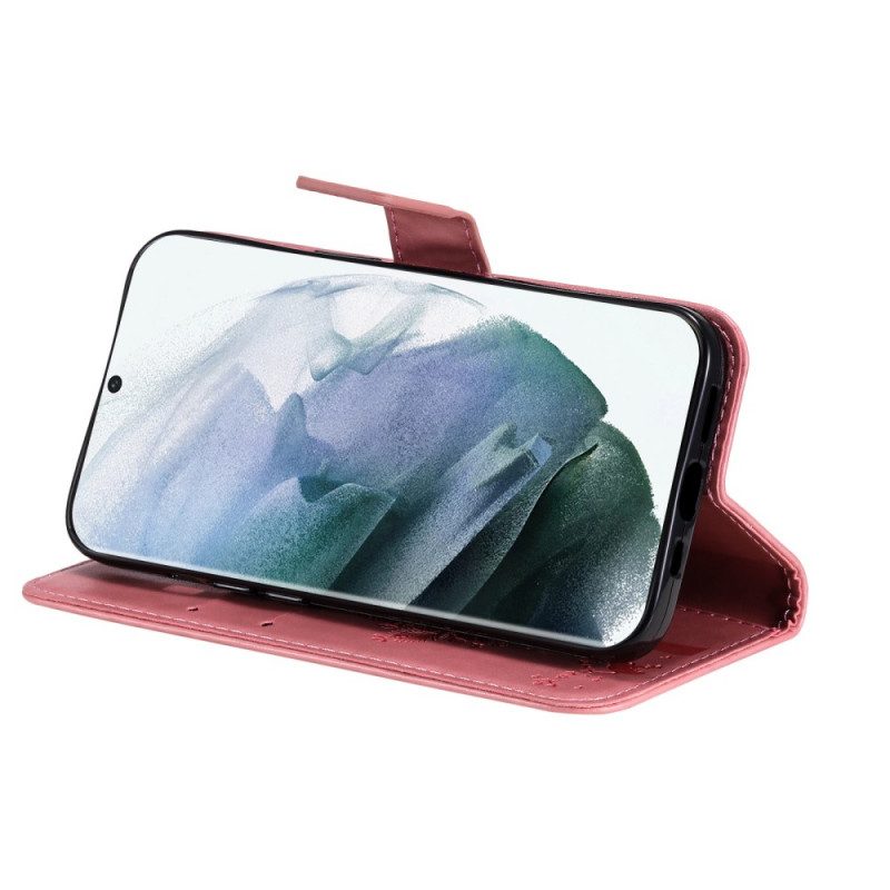 Folio Cover Samsung Galaxy S22 Ultra 5G Albero E Gatto Strappy