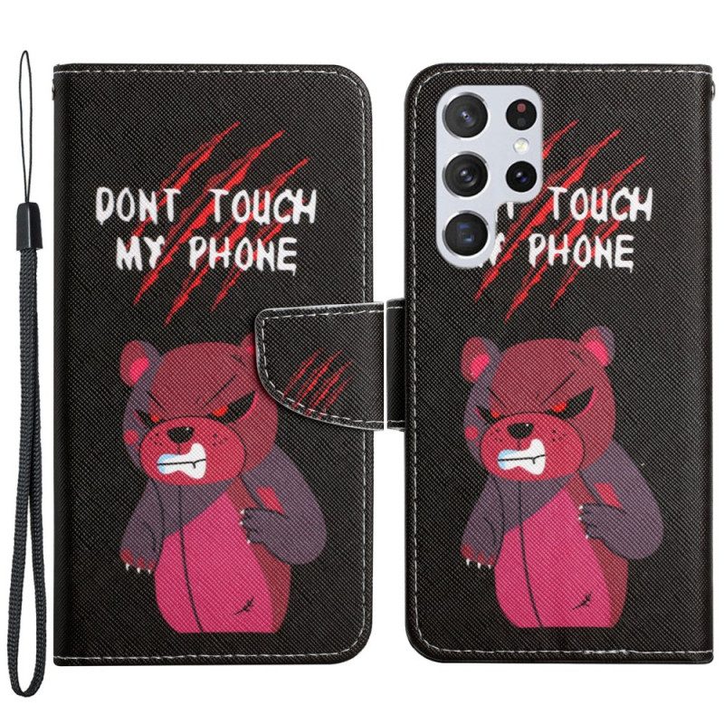 Folio Cover Samsung Galaxy S22 Ultra 5G Bear Non Toccare Il Mio Telefono