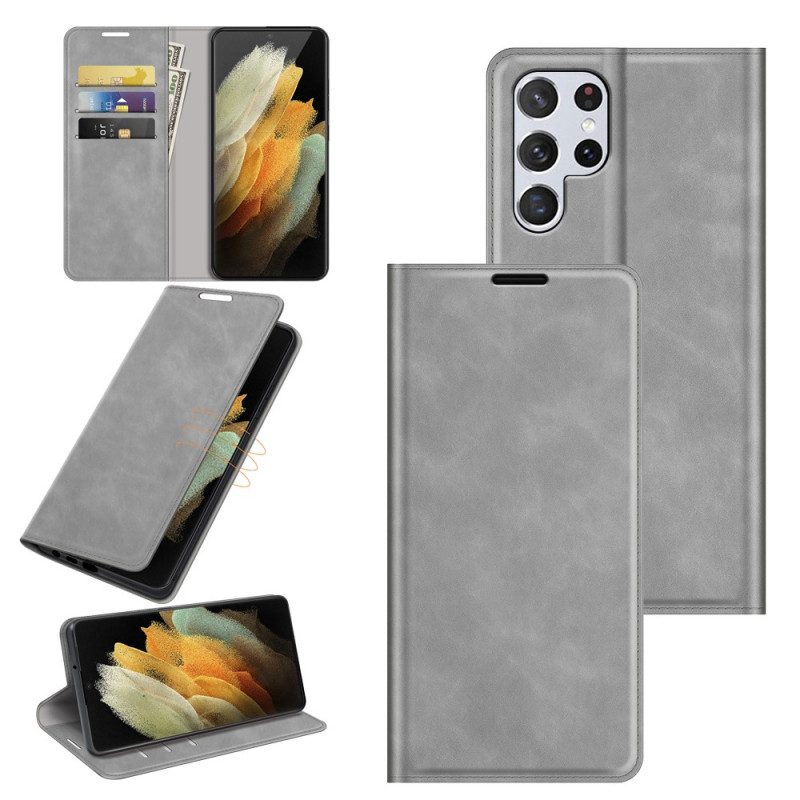 Folio Cover Samsung Galaxy S22 Ultra 5G Custodia in pelle Design In Pelle Stile