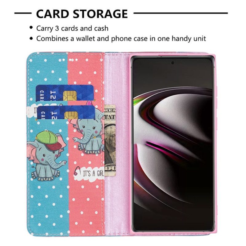 Folio Cover Samsung Galaxy S22 Ultra 5G Custodia in pelle Elefantini