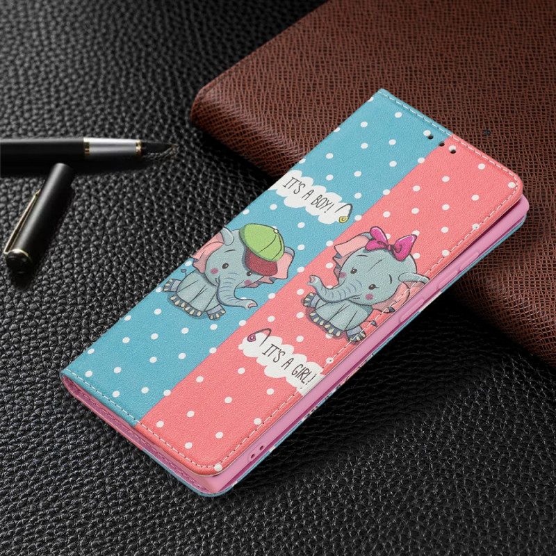 Folio Cover Samsung Galaxy S22 Ultra 5G Custodia in pelle Elefantini