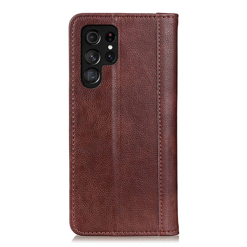 Folio Cover Samsung Galaxy S22 Ultra 5G Custodia in pelle Eleganza Split Litchi Leather