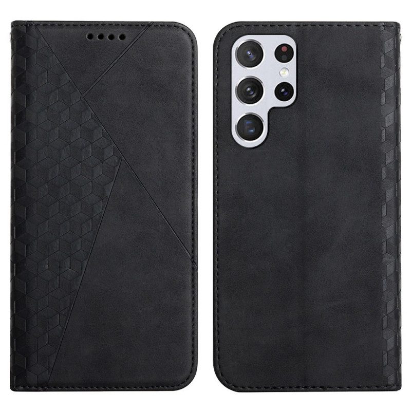 Folio Cover Samsung Galaxy S22 Ultra 5G Custodia in pelle Geo Effetto Pelle