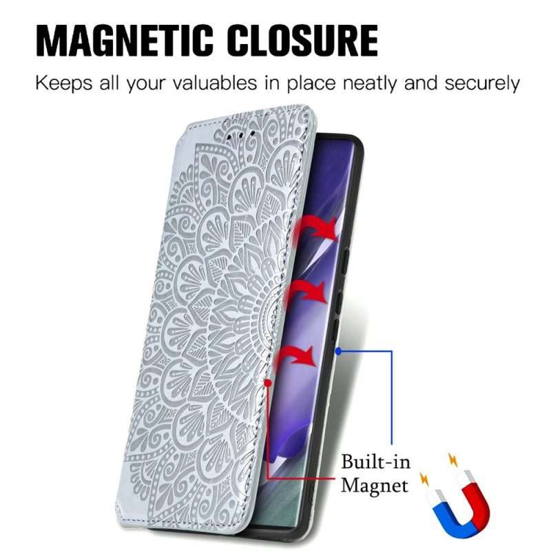 Folio Cover Samsung Galaxy S22 Ultra 5G Custodia in pelle Mandala