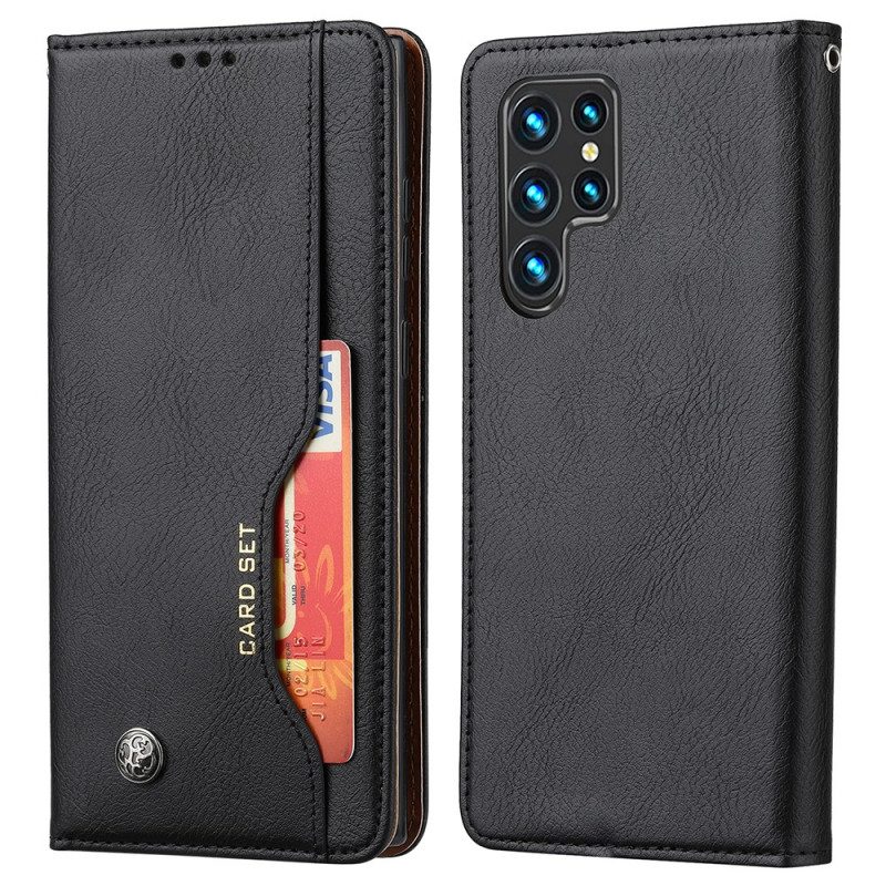 Folio Cover Samsung Galaxy S22 Ultra 5G Custodia in pelle Portacarte In Ecopelle