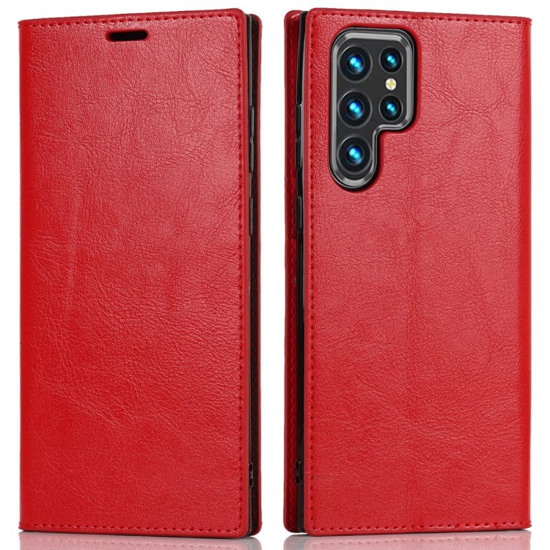 Folio Cover Samsung Galaxy S22 Ultra 5G Custodia in pelle Pelle Vera