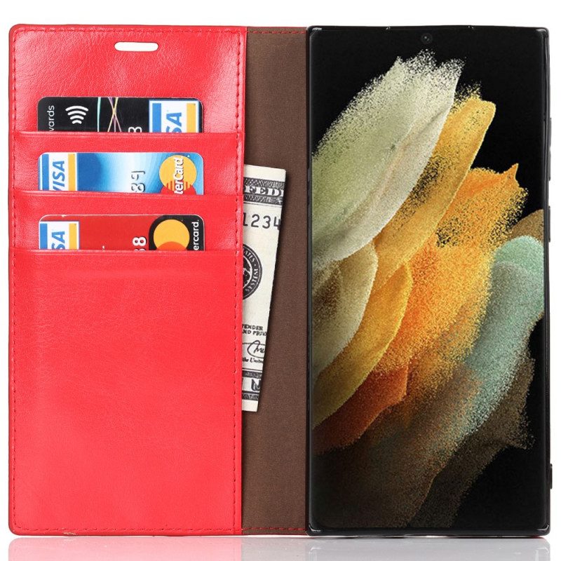 Folio Cover Samsung Galaxy S22 Ultra 5G Custodia in pelle Pelle Vera