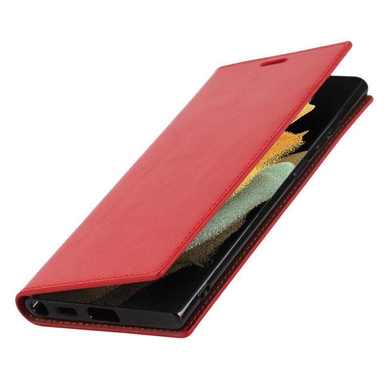 Folio Cover Samsung Galaxy S22 Ultra 5G Custodia in pelle Pelle Vera