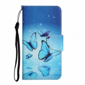 Folio Cover Samsung Galaxy S22 Ultra 5G Farfalle Blu