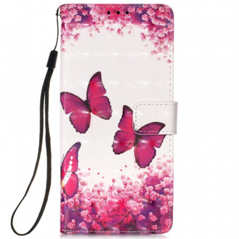 Folio Cover Samsung Galaxy S22 Ultra 5G Farfalle Rosse