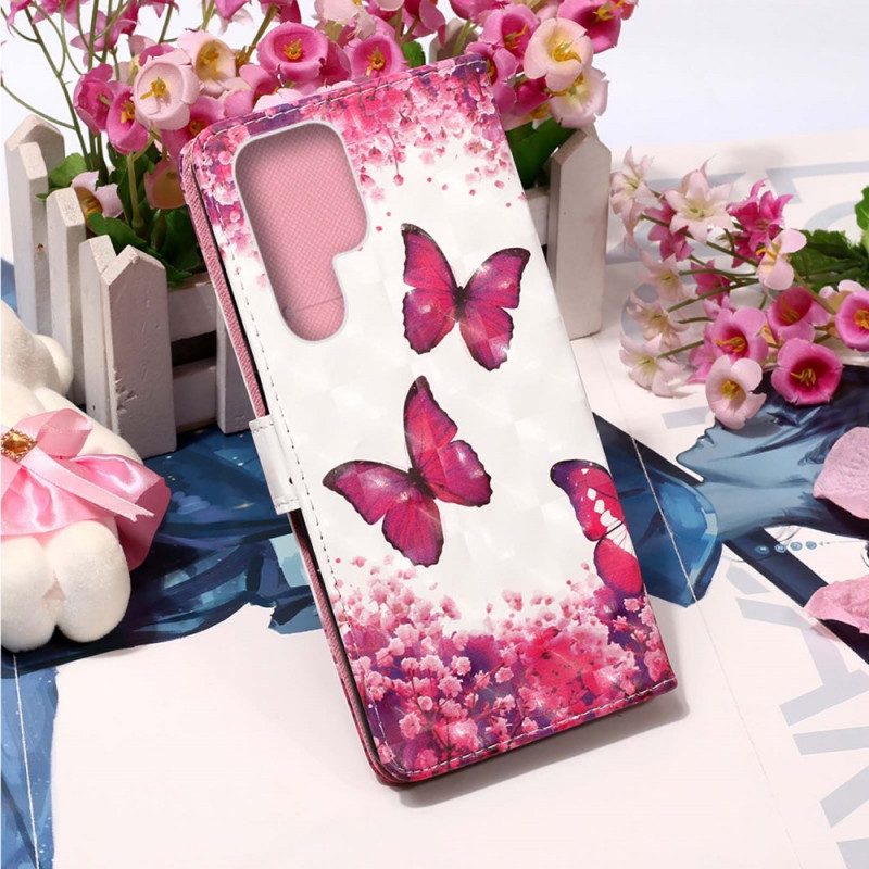 Folio Cover Samsung Galaxy S22 Ultra 5G Farfalle Rosse