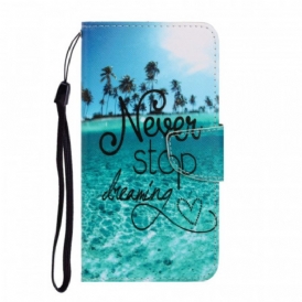 Folio Cover Samsung Galaxy S22 Ultra 5G Non Smettere Mai Di Sognare Navy Strappy