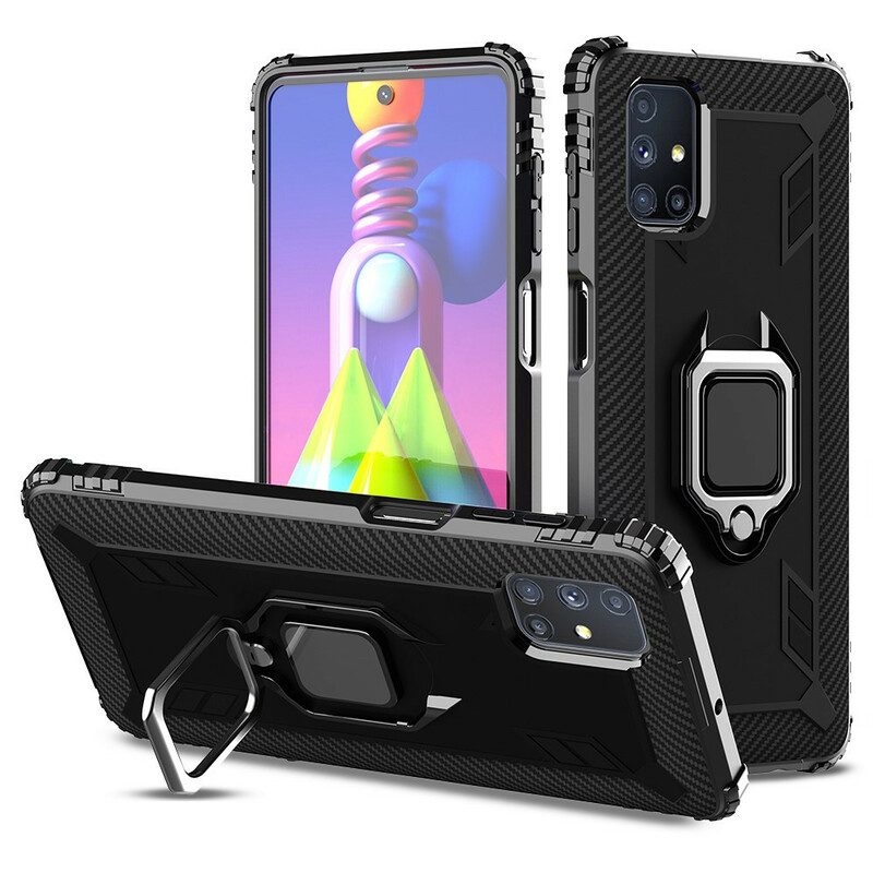 Cover Samsung Galaxy M51 Anello E Fibra Di Carbonio