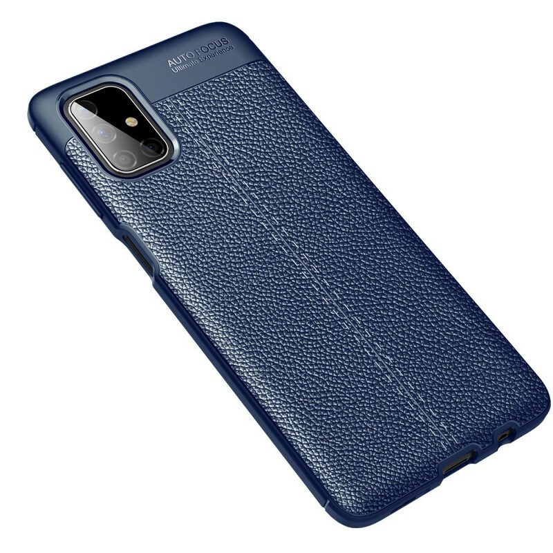 Cover Samsung Galaxy M51 Doppia Linea Litchi Effetto Pelle