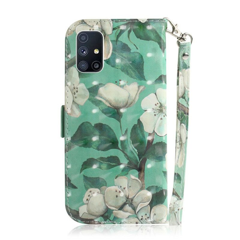 Custodia in pelle Samsung Galaxy M51 Cinghia Fiore Albero