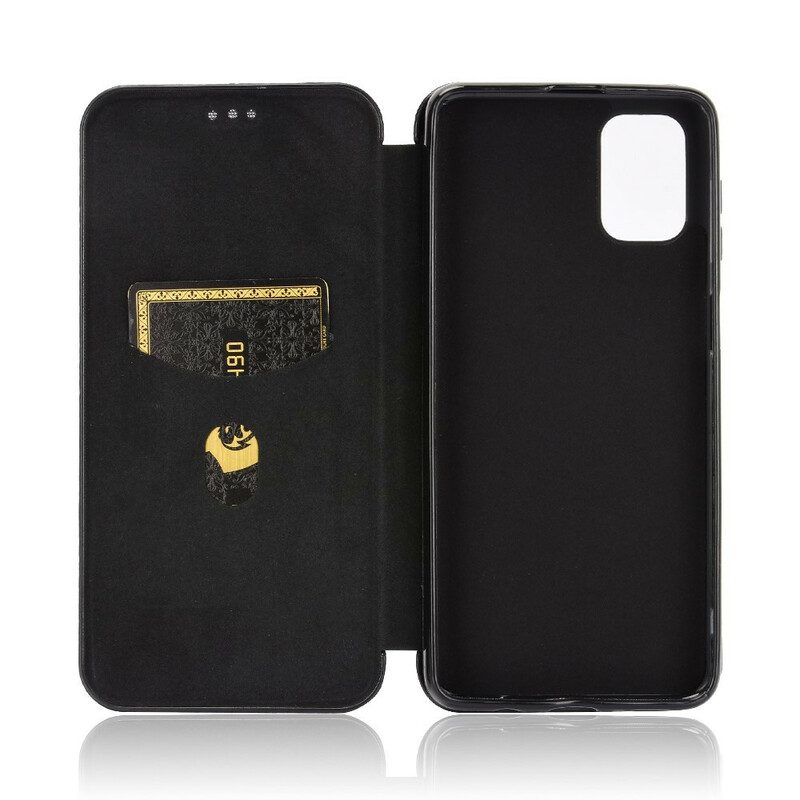 Folio Cover Samsung Galaxy M51 Custodia in pelle Fibra Di Carbonio