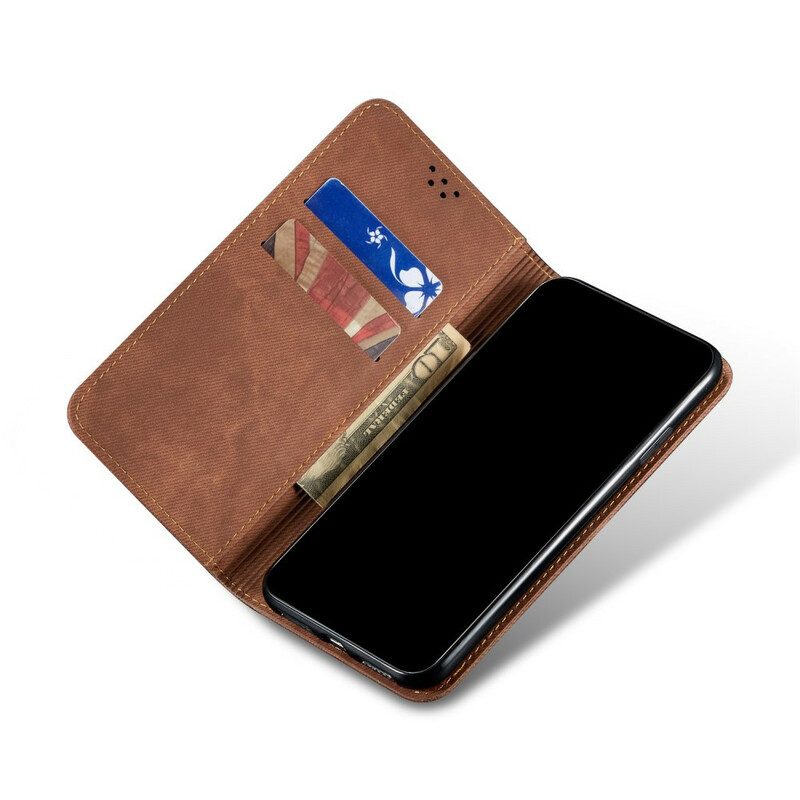 Folio Cover Samsung Galaxy M51 Custodia in pelle Tessuto Denim