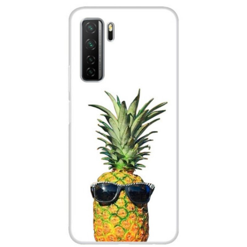 Cover Huawei P40 Lite 5G Ananas Trasparente Con Occhiali