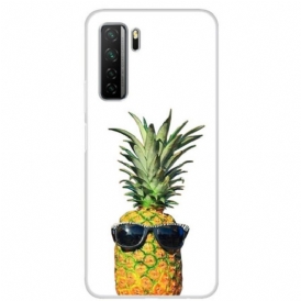 Cover Huawei P40 Lite 5G Ananas Trasparente Con Occhiali