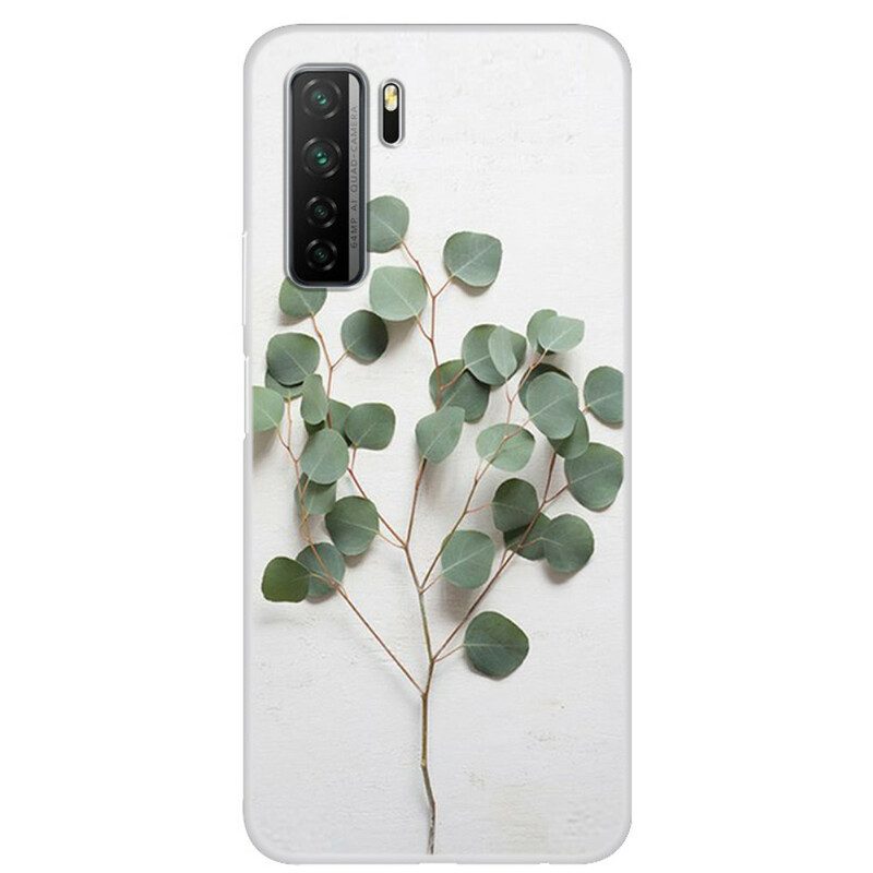 Cover Huawei P40 Lite 5G Foglie Realistiche Trasparenti