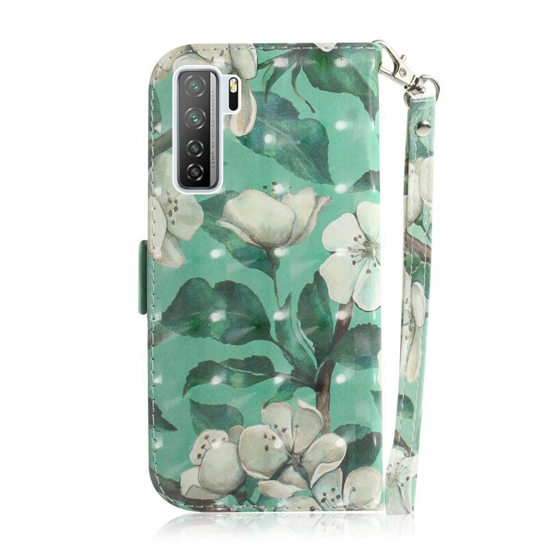 Custodia in pelle Huawei P40 Lite 5G Cinghia Fiore Albero