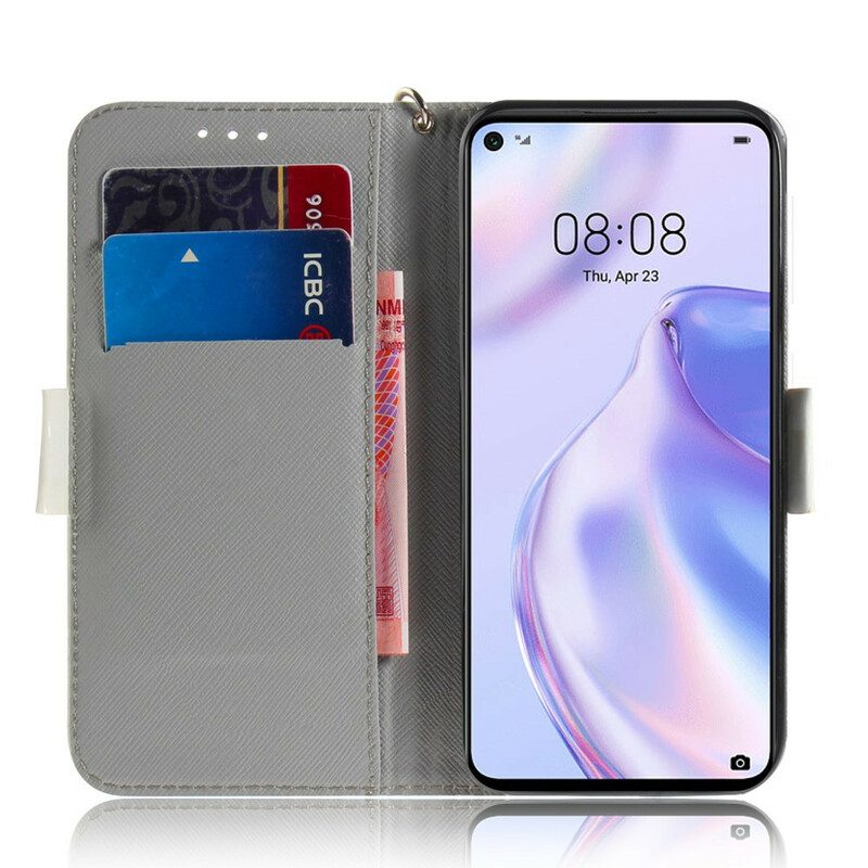 Custodia in pelle Huawei P40 Lite 5G Cinghia Fiore Albero