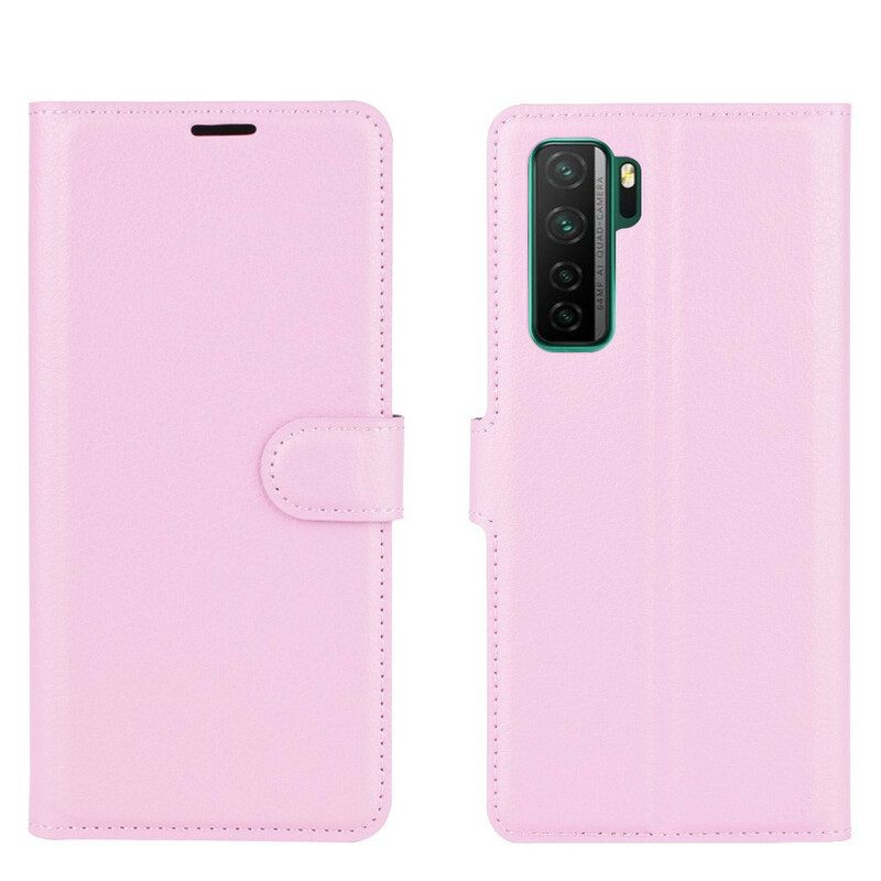 Custodia in pelle Huawei P40 Lite 5G Classica Ecopelle Litchi