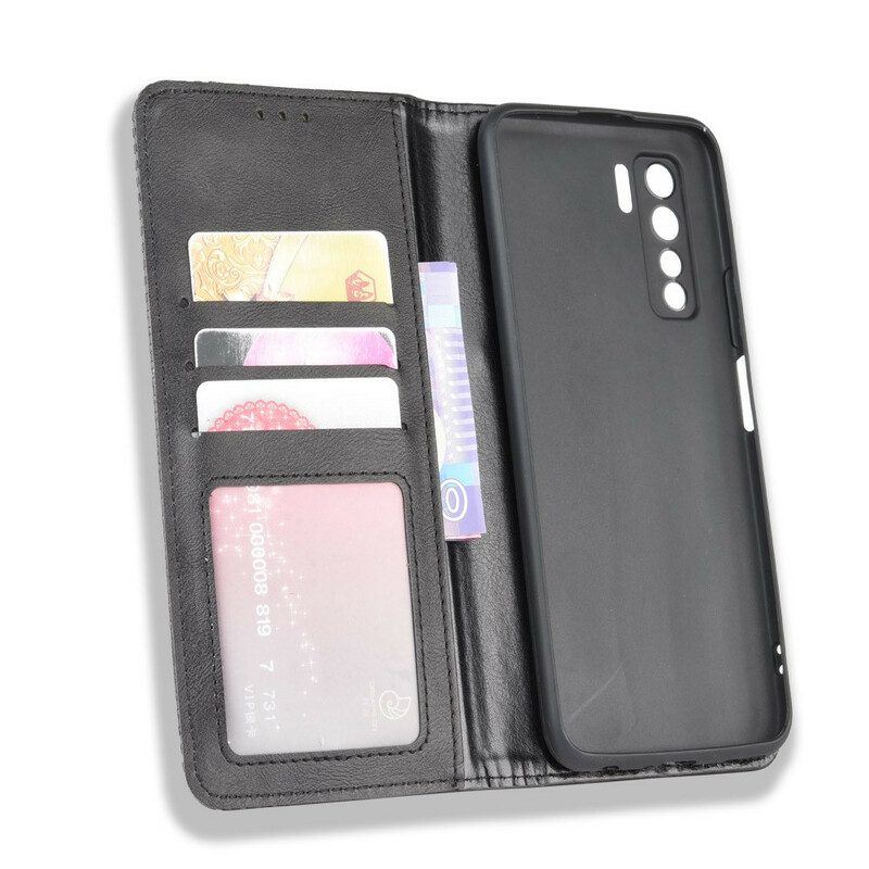 Folio Cover Huawei P40 Lite 5G Custodia in pelle Effetto Pelle Vintage Stilizzato