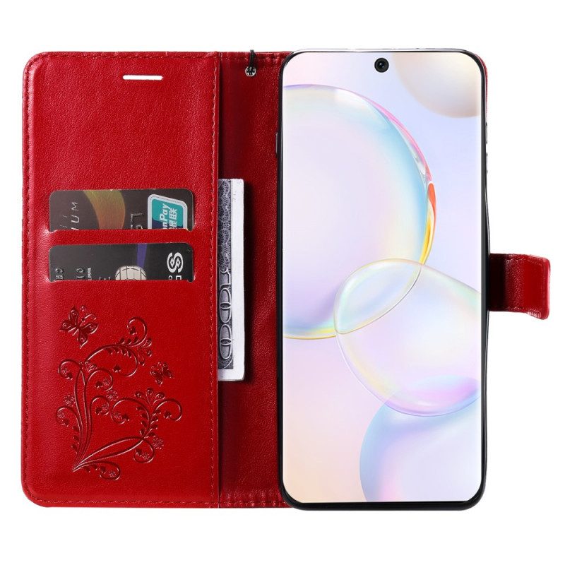 Folio Cover Huawei Nova 9 Farfalle Con Cinturino Gigante