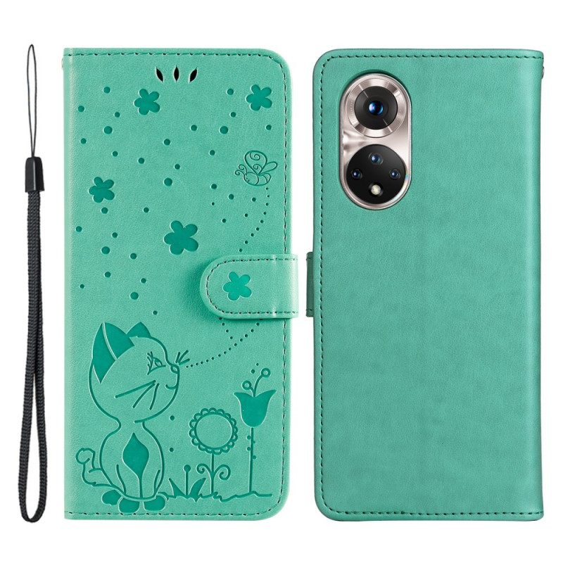 Folio Cover Huawei Nova 9 Gatto E Ape Con Cordino