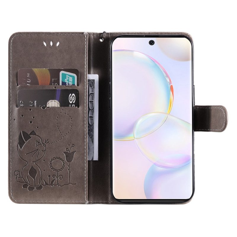 Folio Cover Huawei Nova 9 Gatto E Ape Con Cordino