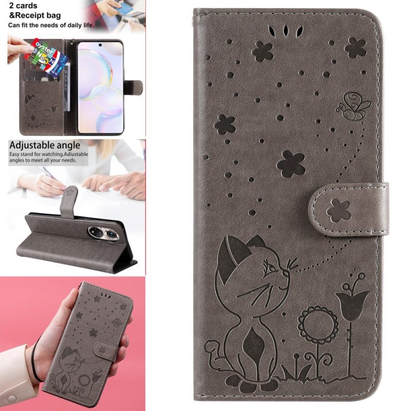 Folio Cover Huawei Nova 9 Gatto E Ape Con Cordino