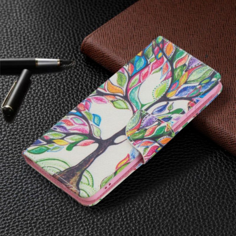 Custodia in pelle Huawei P50 Albero Colorato