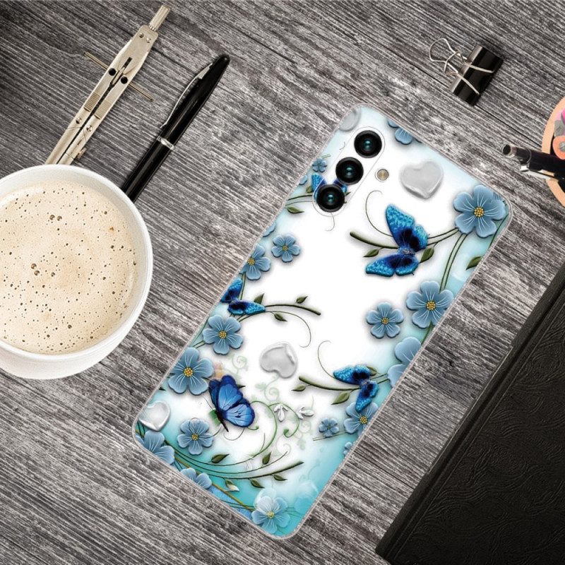 Cover Samsung Galaxy A13 5G / A04s Farfalle E Fiori Retrò