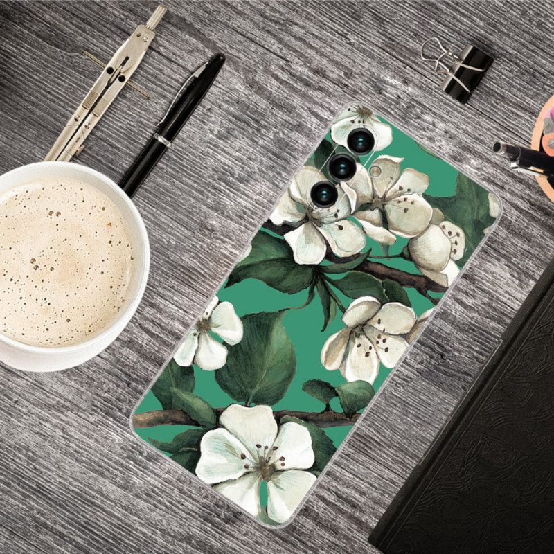 Cover Samsung Galaxy A13 5G / A04s Fiori Bianchi Dipinti