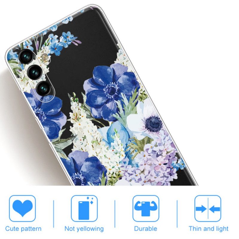 Cover Samsung Galaxy A13 5G / A04s Fiori Blu Dell'acquerello