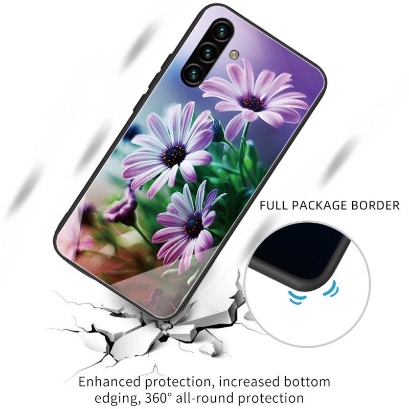 Cover Samsung Galaxy A13 5G / A04s Fiori In Vetro Temperato