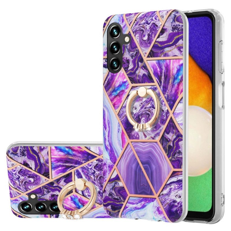 Cover Samsung Galaxy A13 5G / A04s Marmo Geometrico Con Supporto Ad Anello