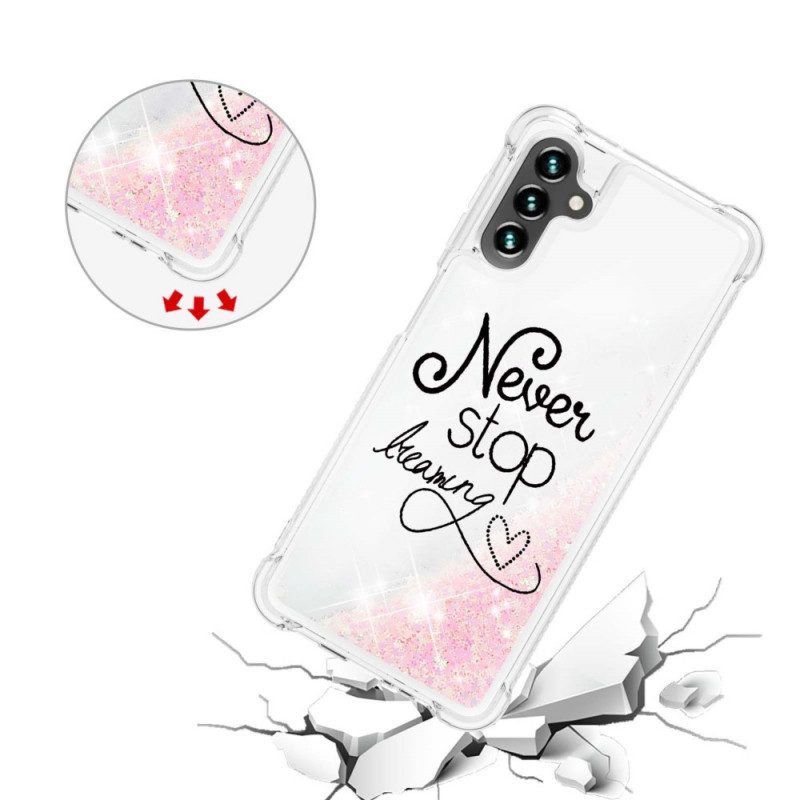 Cover Samsung Galaxy A13 5G / A04s Non Smettere Mai Di Sognare Glitter