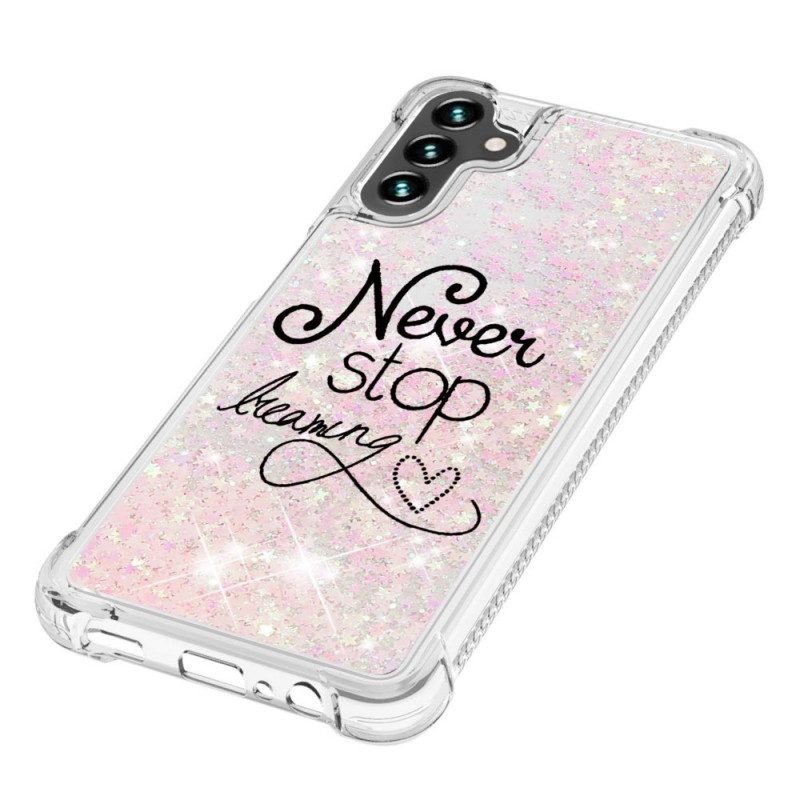 Cover Samsung Galaxy A13 5G / A04s Non Smettere Mai Di Sognare Glitter