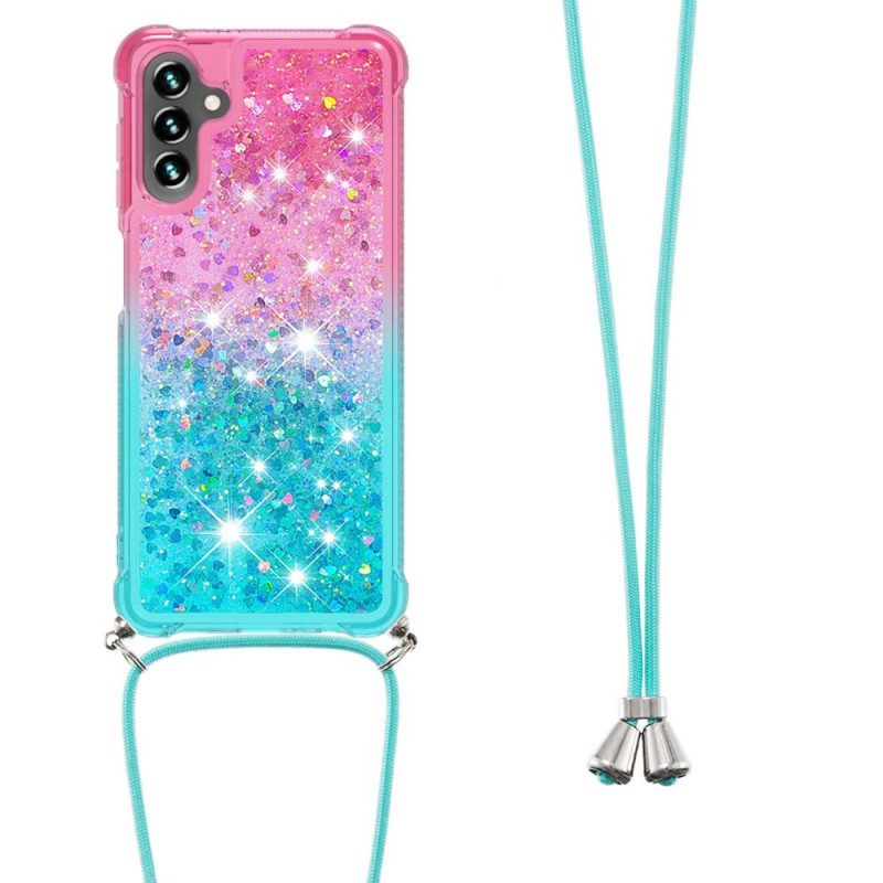 Cover Samsung Galaxy A13 5G / A04s Paillettes E Cordoncino In Silicone