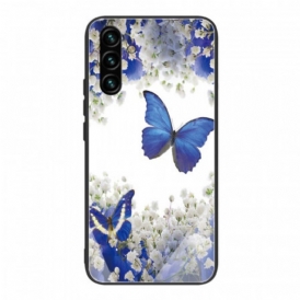 Cover Samsung Galaxy A13 5G / A04s Vetro Temperato Design Farfalle