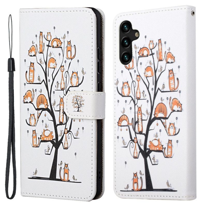 Custodia A Portafoglio Samsung Galaxy A13 5G / A04s / 04s Funky Cats Strappy