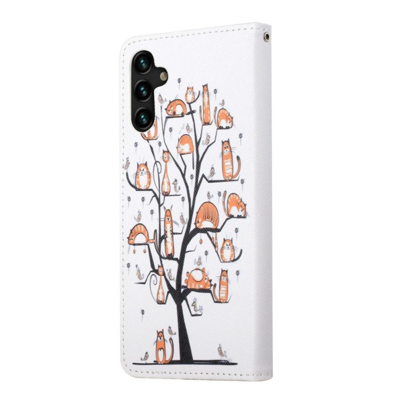 Custodia A Portafoglio Samsung Galaxy A13 5G / A04s / 04s Funky Cats Strappy