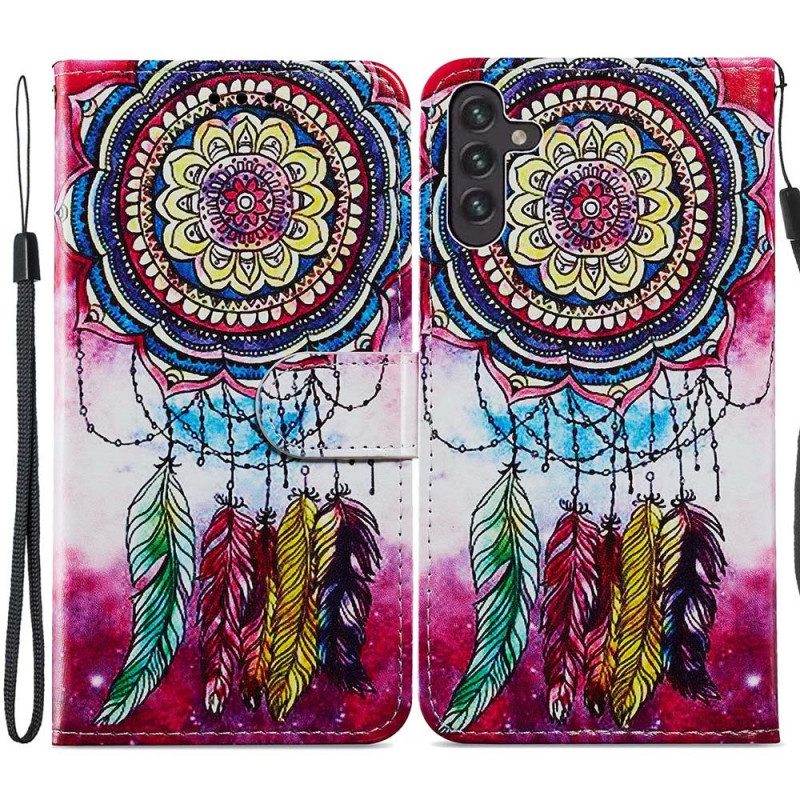 Custodia in pelle Samsung Galaxy A13 5G / A04s Acchiappasogni Artistico