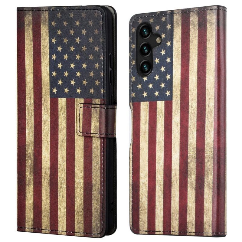 Custodia in pelle Samsung Galaxy A13 5G / A04s Bandiera Americana